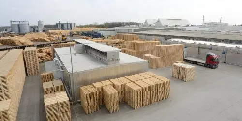 Stacks of wooden pallets